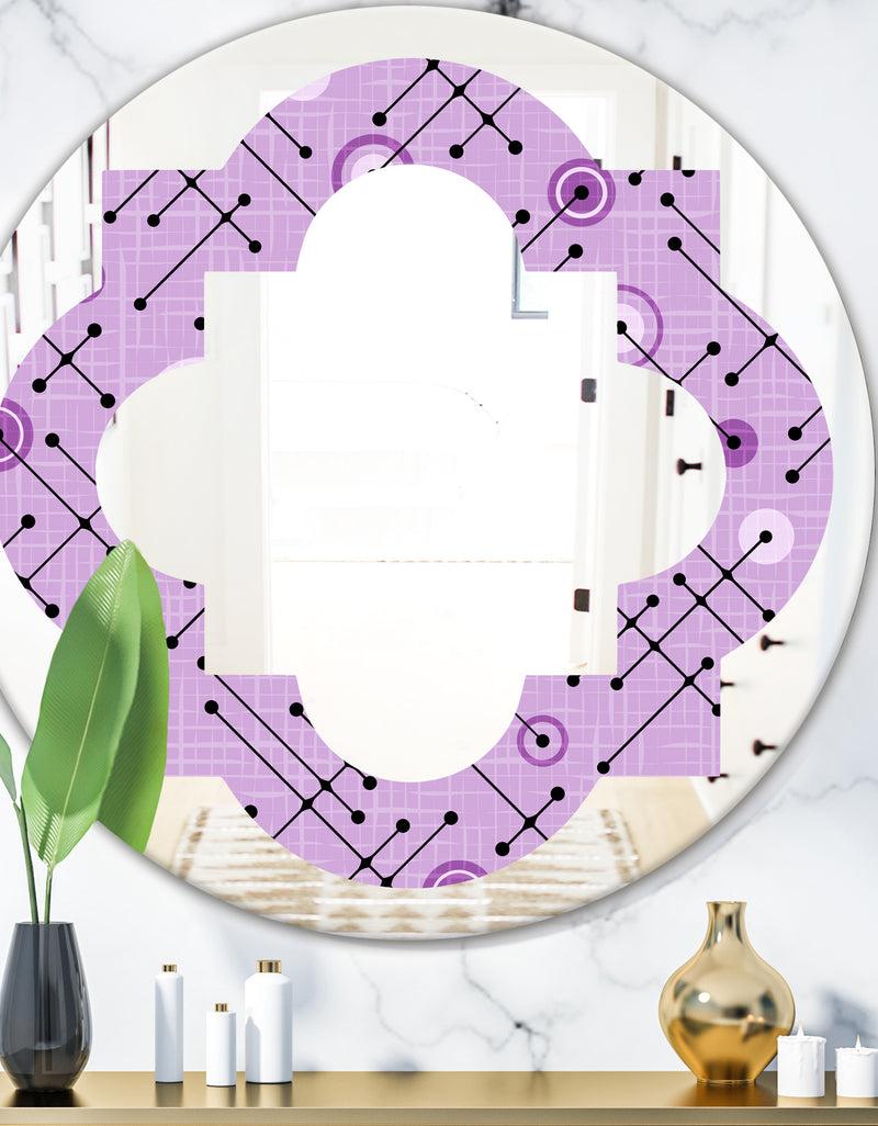 DesignQ 1950 Retro Pattern III - Modern Round or Oval Wall Mirror - Quatrefoil
