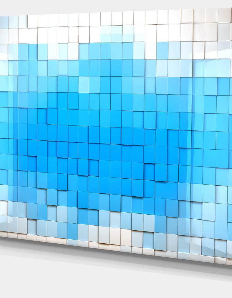DesignQ 3D Blue Cubes - Contemporary Art Canvas Print