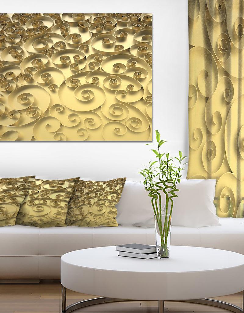 DesignQ 3D Golden Curly Background - Abstract Artwork on Canvas