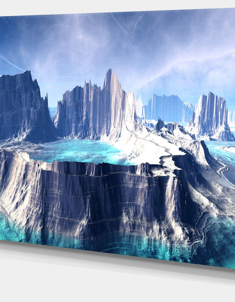 DesignQ 3D Rendered Fantasy Alien Planet - Landscape Wall Art Print Canvas