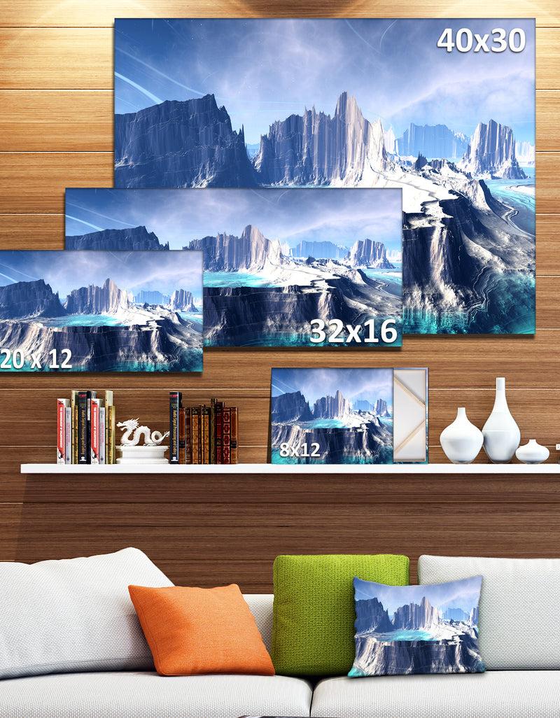 DesignQ 3D Rendered Fantasy Alien Planet - Landscape Wall Art Print Canvas