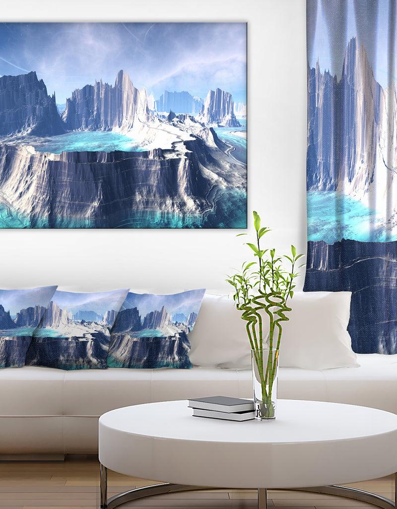 DesignQ 3D Rendered Fantasy Alien Planet - Landscape Wall Art Print Canvas