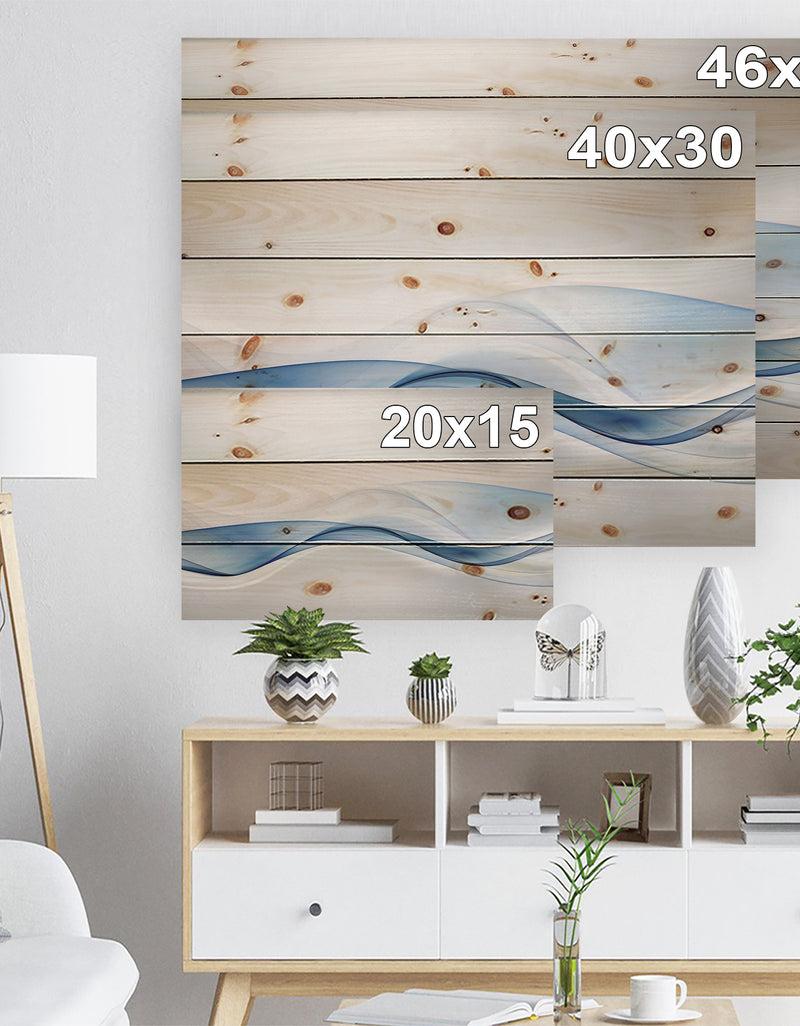 DesignQ 3D Wave Of Water Splash - Abstract Print On Natural Pine Wood