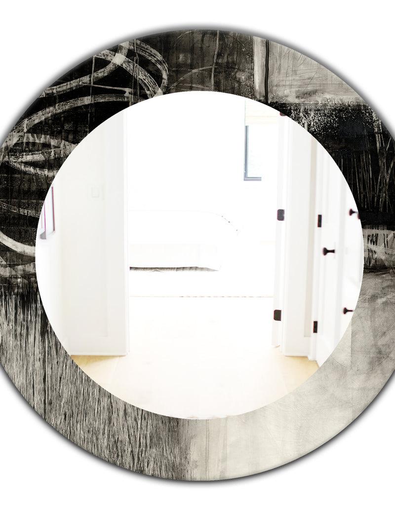 DesignQ A Geometric Day I - Mid-Century Mirror - Frameless Oval Or Round Wall Mirror