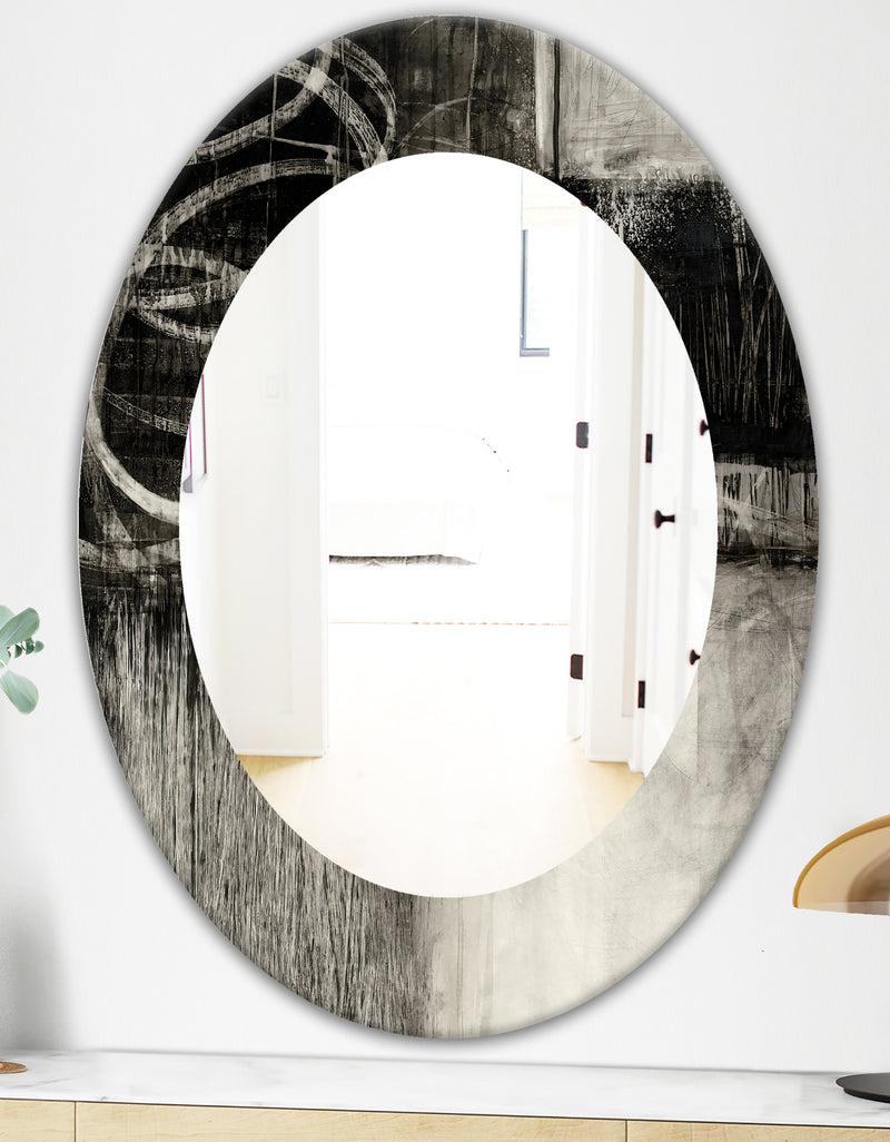 DesignQ A Geometric Day I - Mid-Century Mirror - Frameless Oval Or Round Wall Mirror