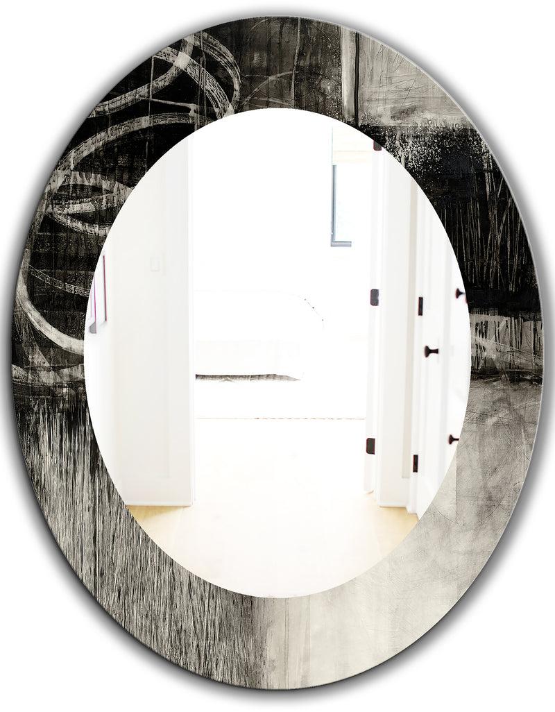 DesignQ A Geometric Day I - Mid-Century Mirror - Frameless Oval Or Round Wall Mirror