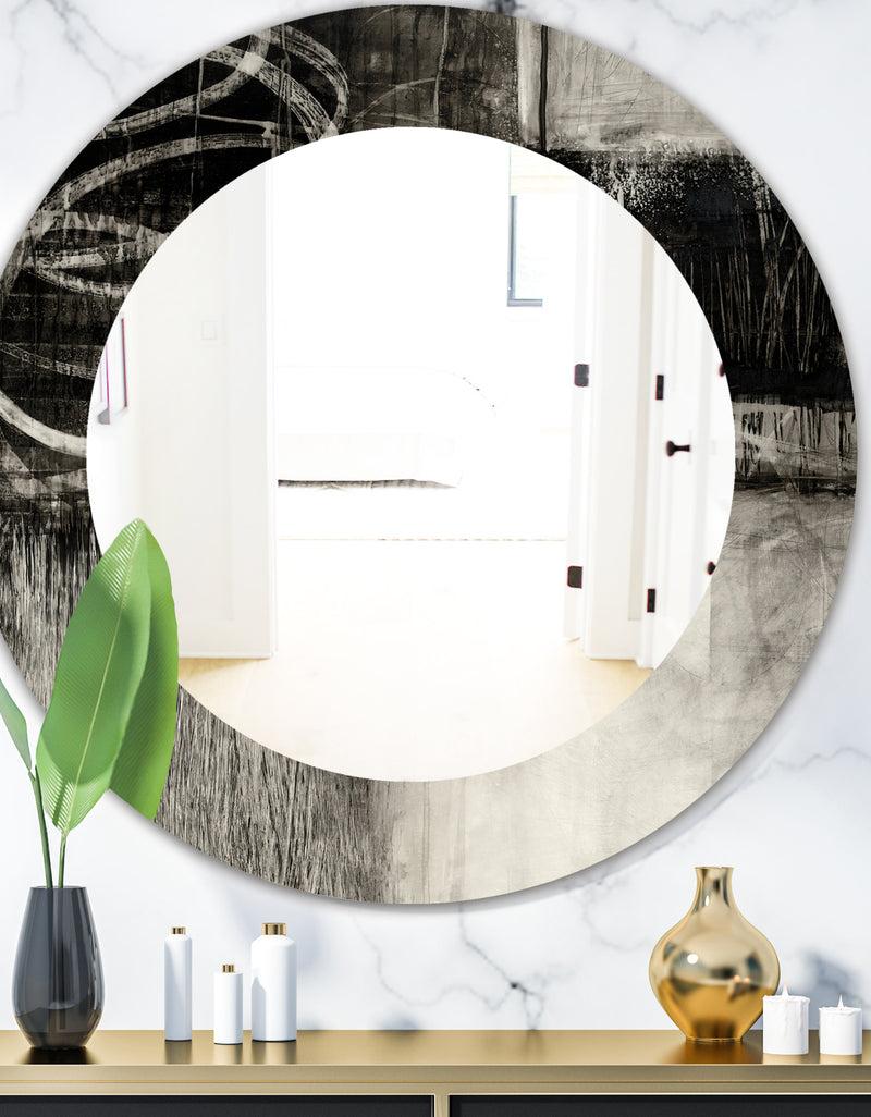 DesignQ A Geometric Day I - Mid-Century Mirror - Frameless Oval or Round Wall Mirror