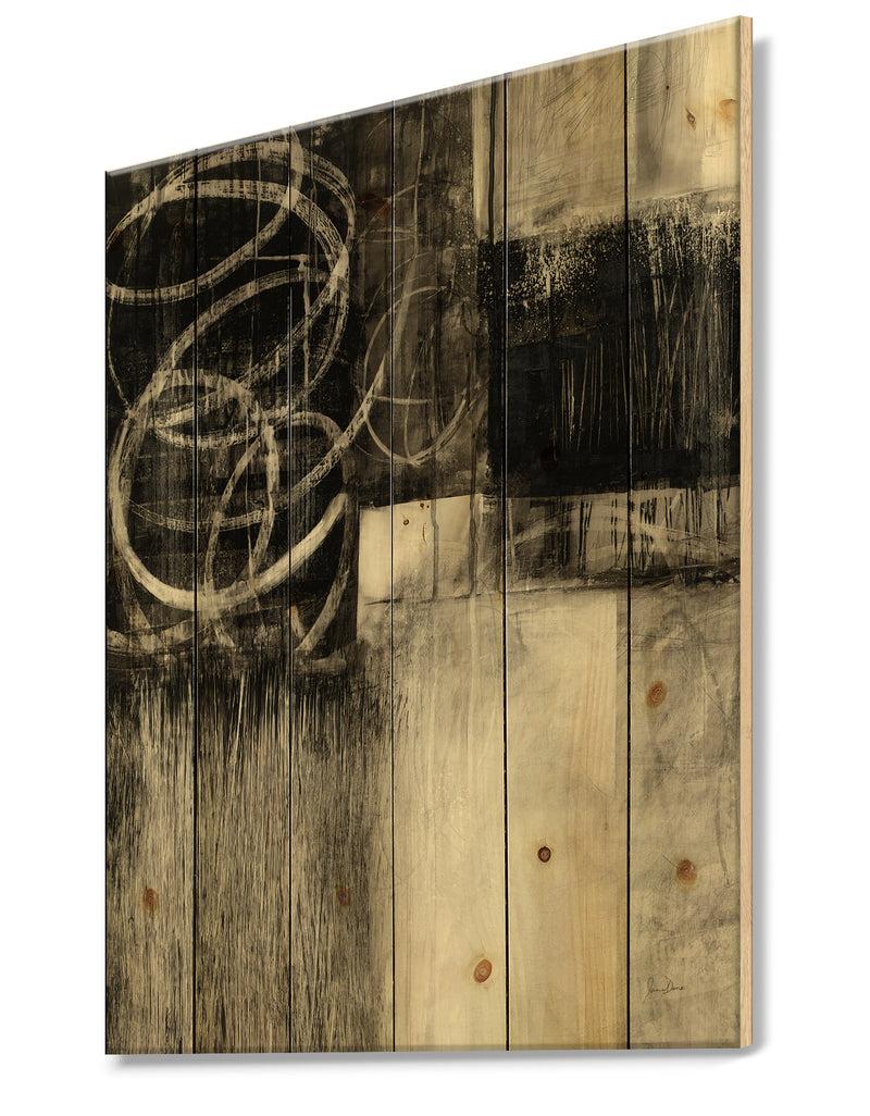 DesignQ A Geometric Day I - Mid-Century Modern Print On Natural Pine Wood