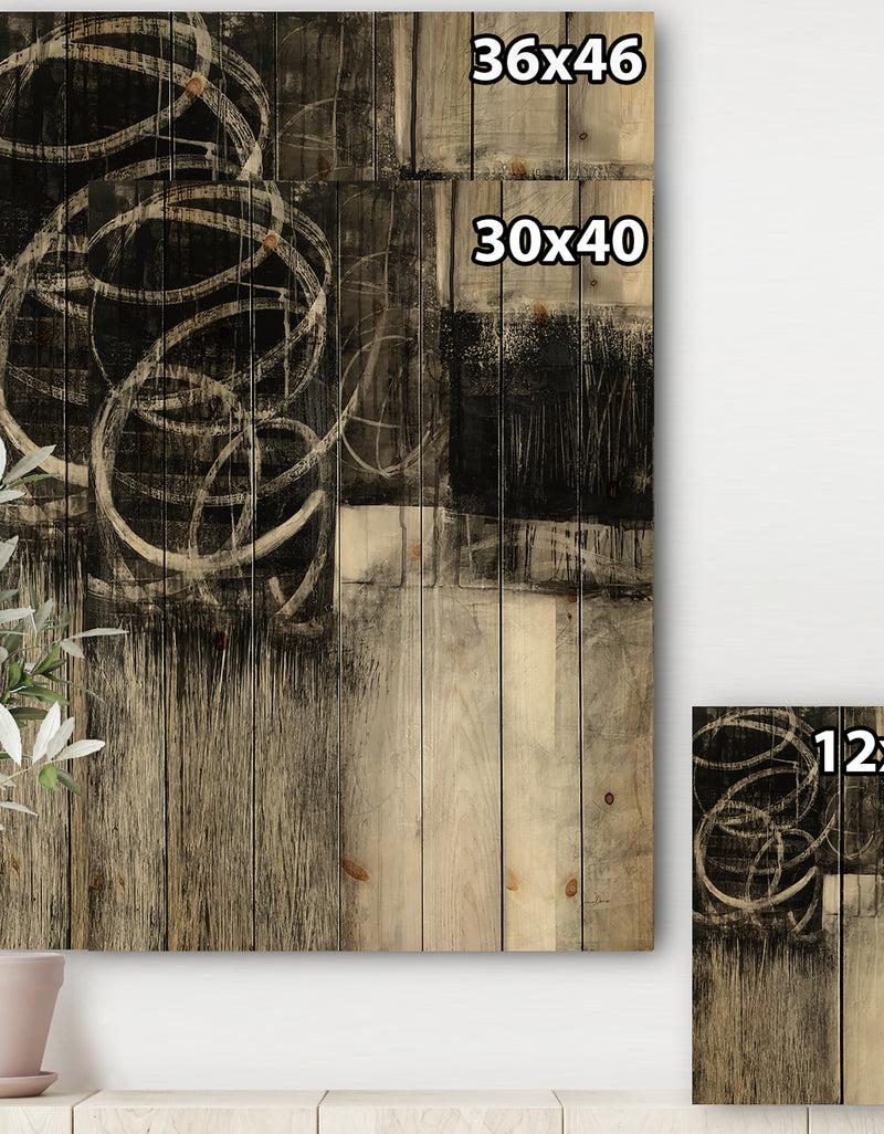 DesignQ A Geometric Day I - Mid-Century Modern Print On Natural Pine Wood