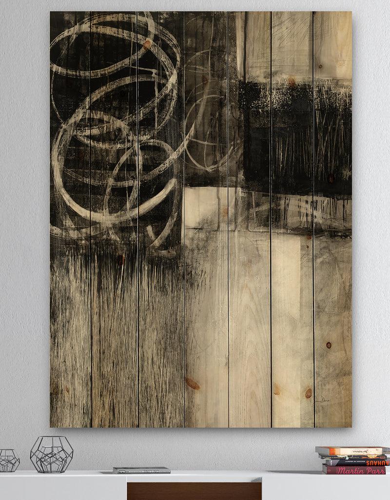 DesignQ A Geometric Day I - Mid-Century Modern Print on Natural Pine Wood