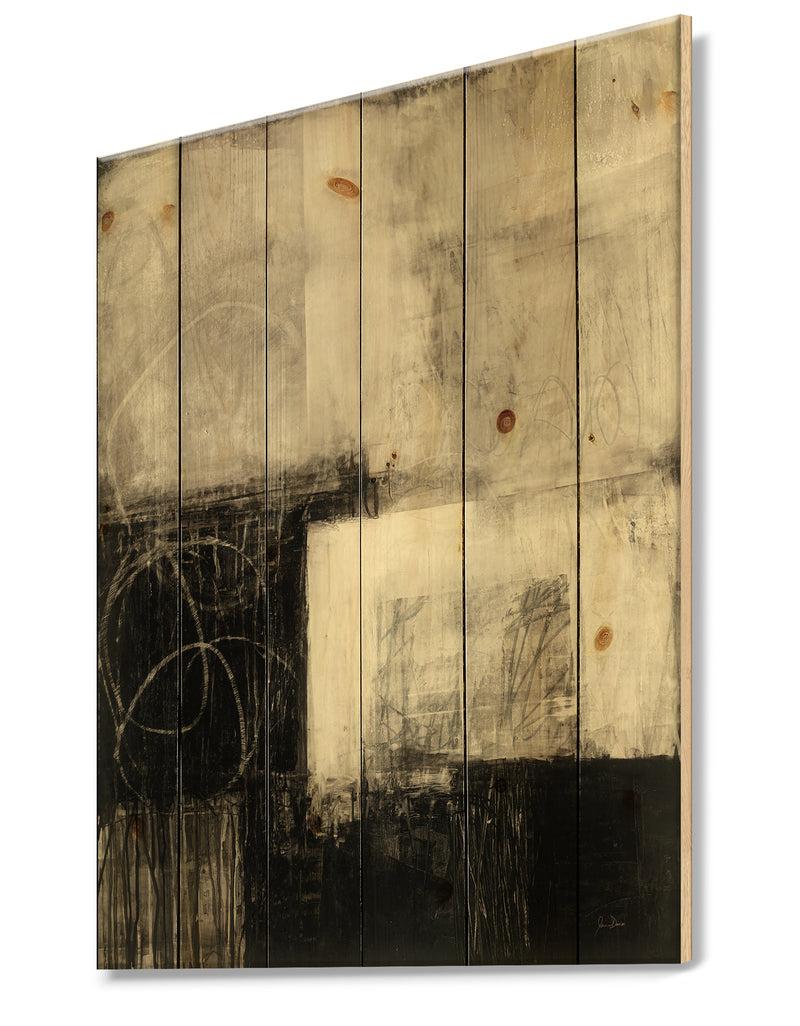 DesignQ A Geometric Day II - Mid-Century Modern Print On Natural Pine Wood