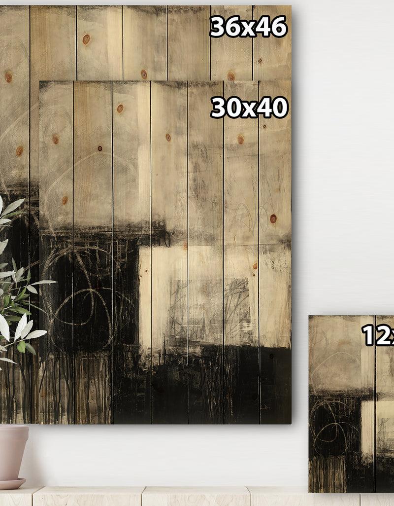 DesignQ A Geometric Day II - Mid-Century Modern Print On Natural Pine Wood