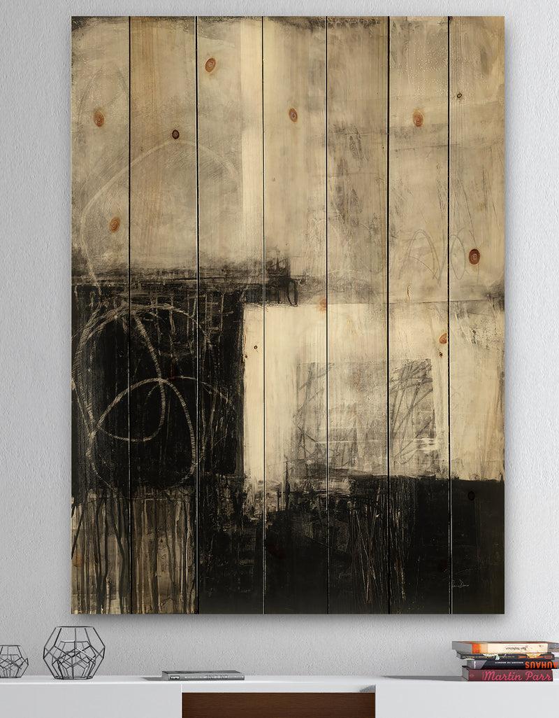 DesignQ A Geometric Day II - Mid-Century Modern Print on Natural Pine Wood