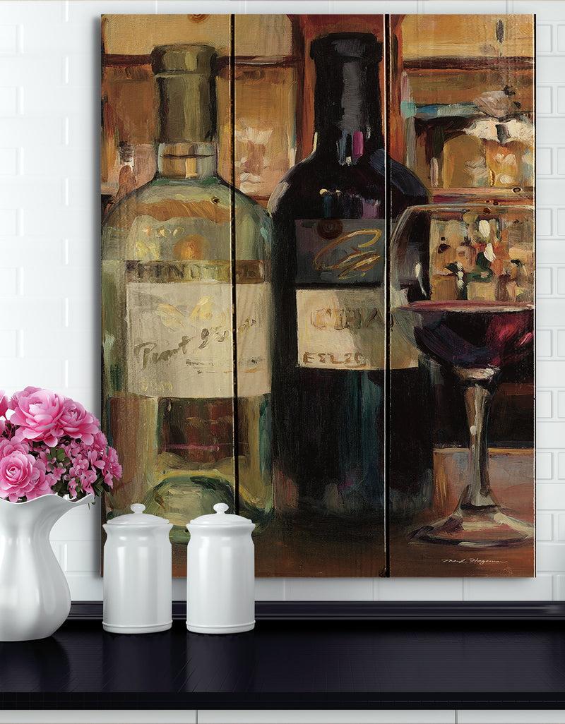 DesignQ A Reflection of Wine Bottle II - Food and Beverage Print on Natural Pine Wood