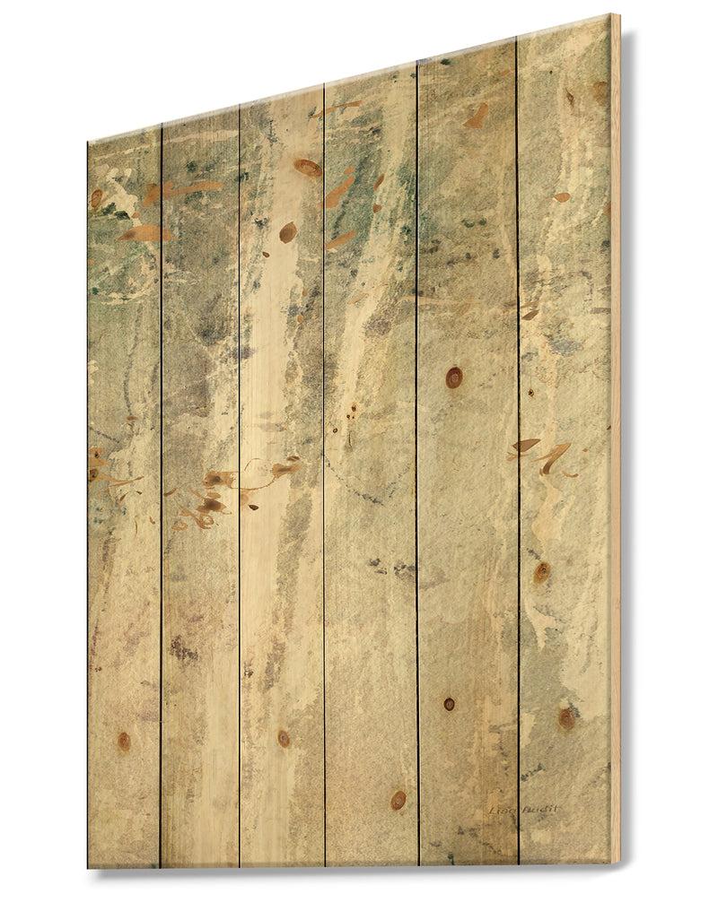 DesignQ A Woodland Walk Into The Forest II - Modern Farmhouse Print On Natural Pine Wood