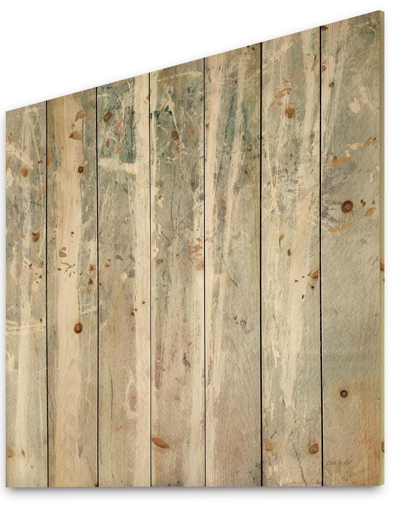 DesignQ A Woodland Walk Into The Forest V - Modern Farmhouse Print On Natural Pine Wood
