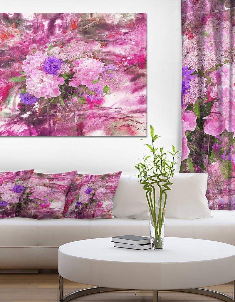 DesignQ Abstract Background with Pink Peony - Extra Large Floral Wall Art