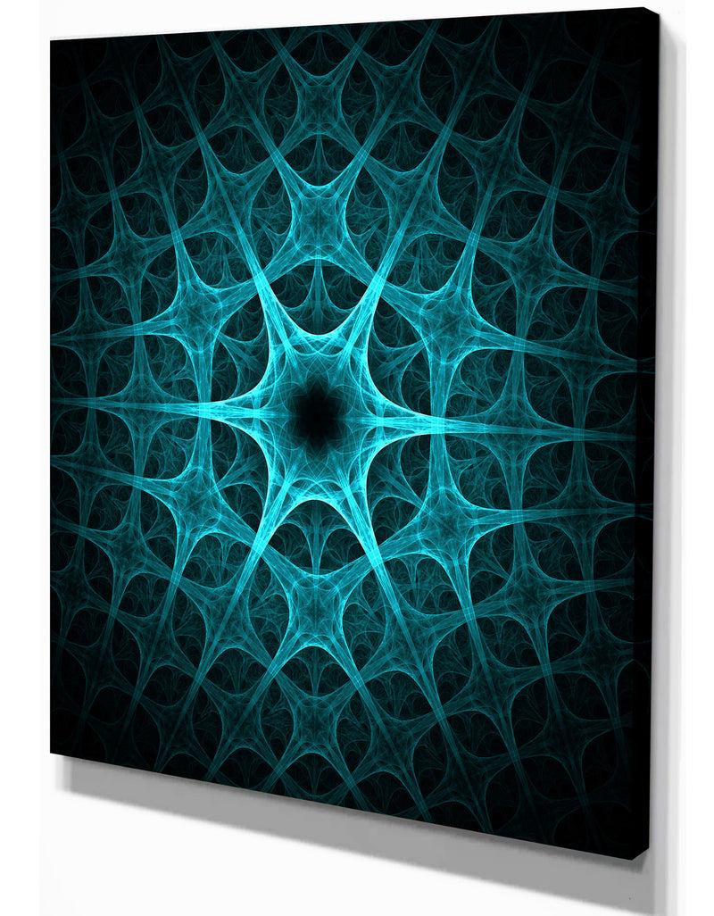 DesignQ Abstract Blue Ice Flower - Art On Wrapped Canvas