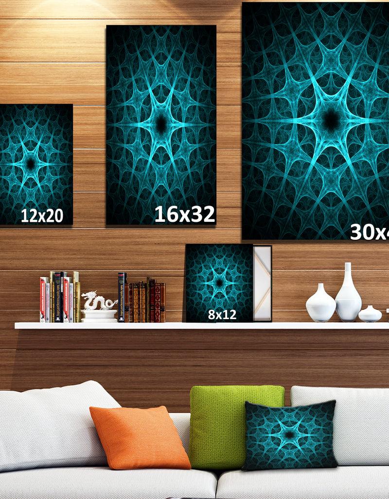 DesignQ Abstract Blue Ice Flower - Art On Wrapped Canvas