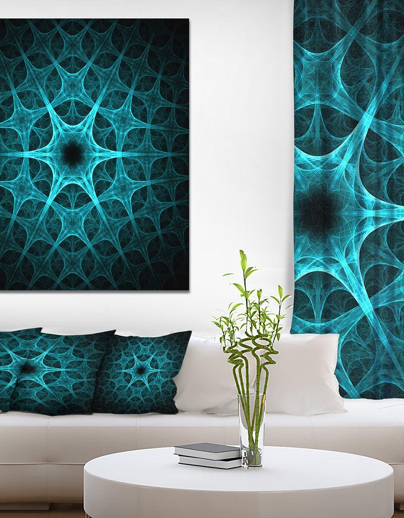 DesignQ Abstract Blue Ice Flower - Art On Wrapped Canvas