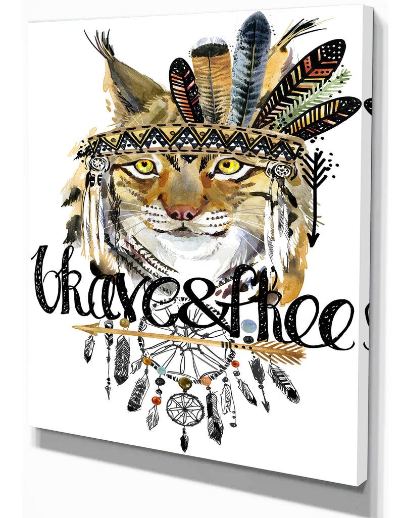 DesignQ Abstract Cat Watercolor Artwork - Animals Kids Painting Print On Wrapped Canvas