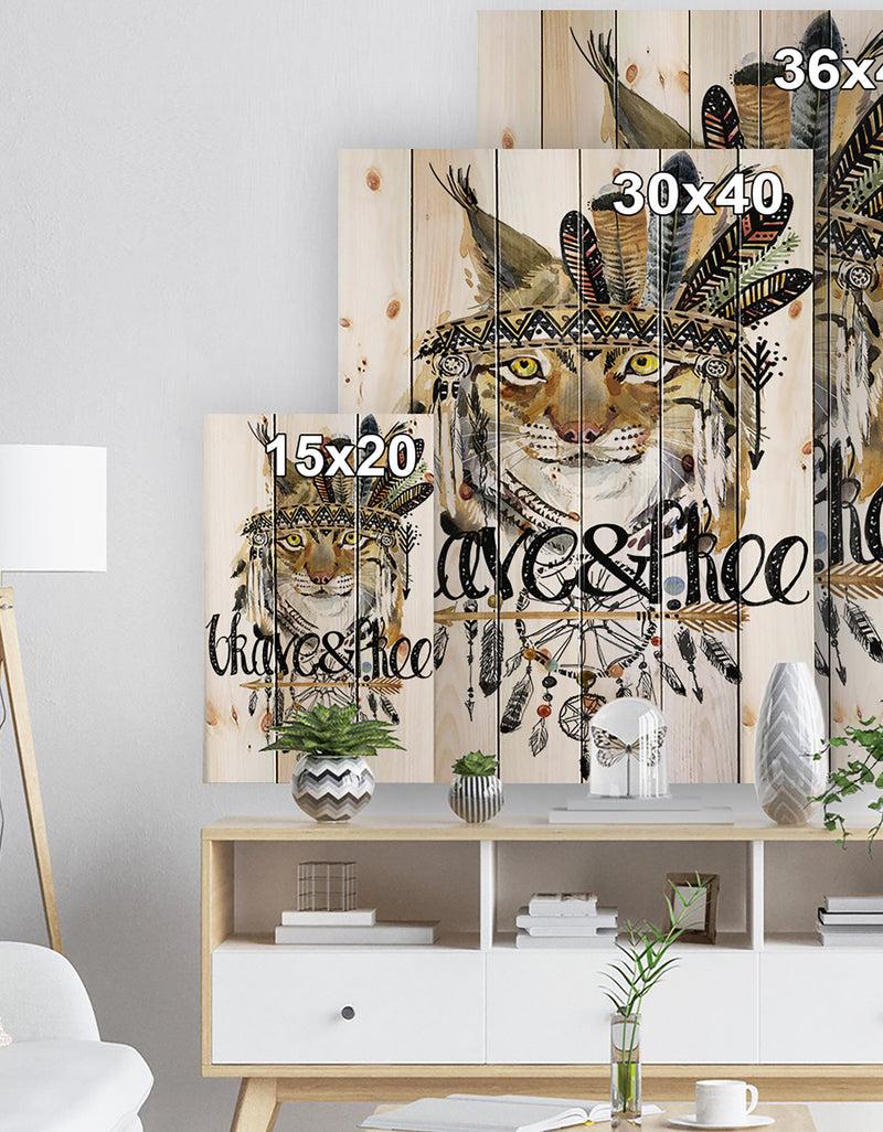 DesignQ Abstract Cat Watercolor Artwork - Animals Kids Painting Print On Natural Pine Wood