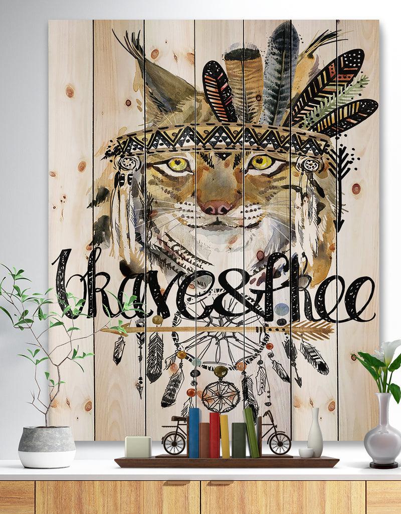 DesignQ Abstract Cat Watercolor Artwork - Animals kids Painting Print on Natural Pine Wood