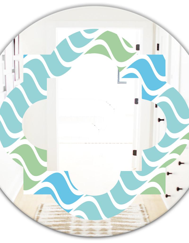 DesignQ Abstract Design Retro Pattern II - Modern Round Or Oval Wall Mirror - Quatrefoil