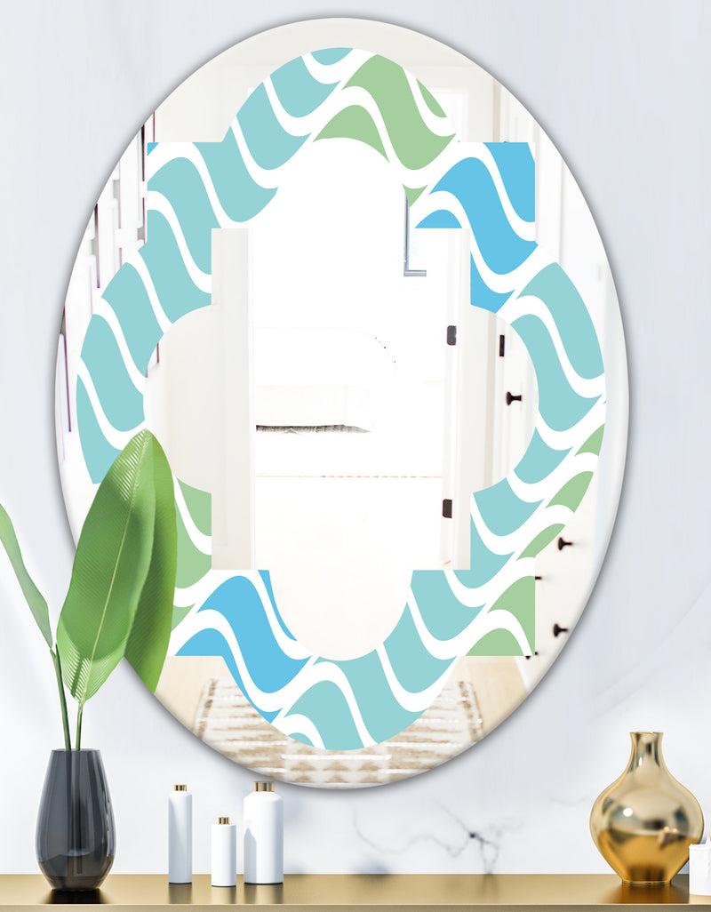 DesignQ Abstract Design Retro Pattern II - Modern Round Or Oval Wall Mirror - Quatrefoil