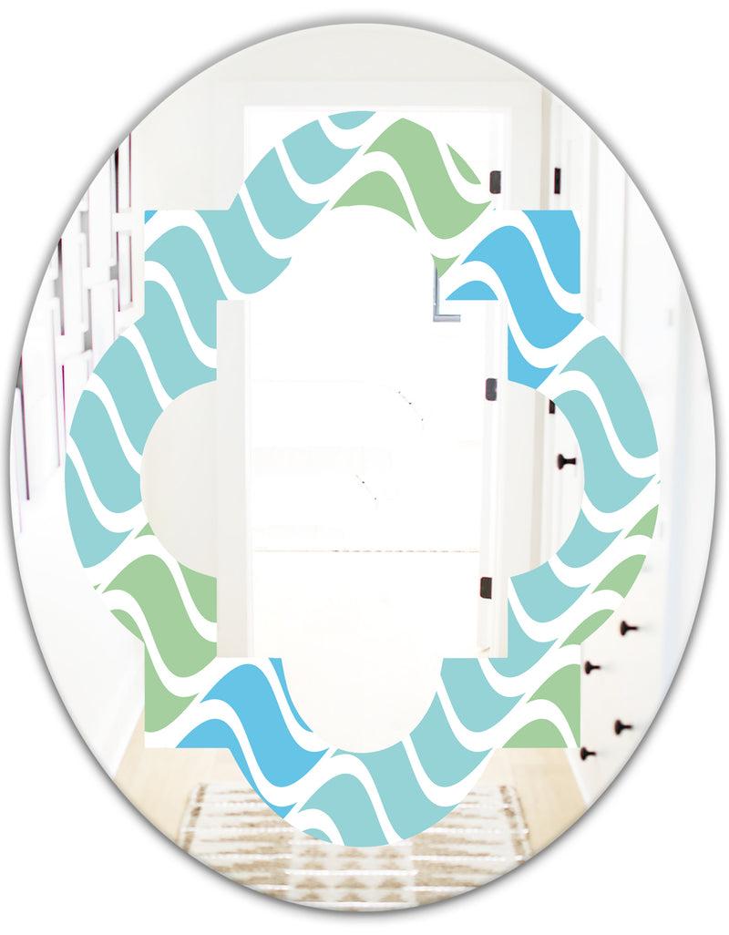 DesignQ Abstract Design Retro Pattern II - Modern Round Or Oval Wall Mirror - Quatrefoil