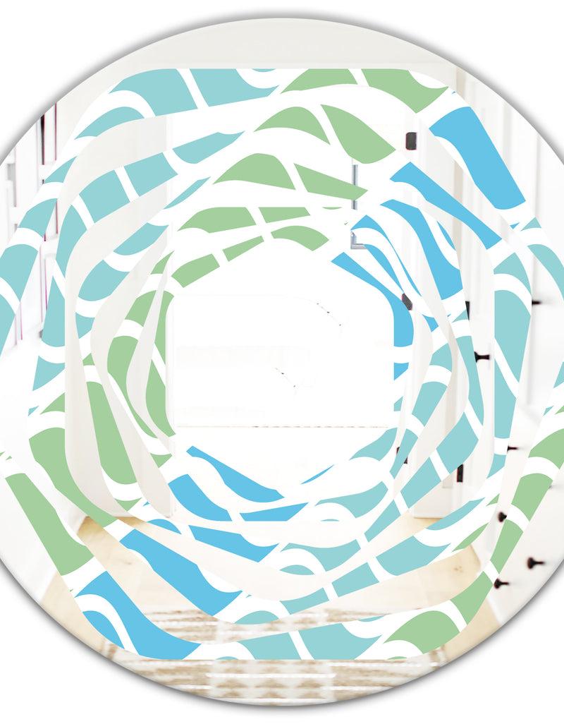 DesignQ Abstract Design Retro Pattern II - Modern Round Or Oval Wall Mirror - Whirl