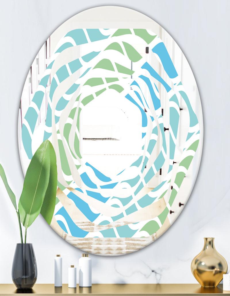 DesignQ Abstract Design Retro Pattern II - Modern Round Or Oval Wall Mirror - Whirl