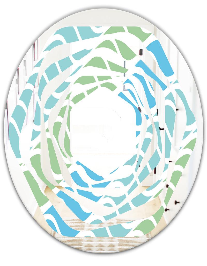 DesignQ Abstract Design Retro Pattern II - Modern Round Or Oval Wall Mirror - Whirl
