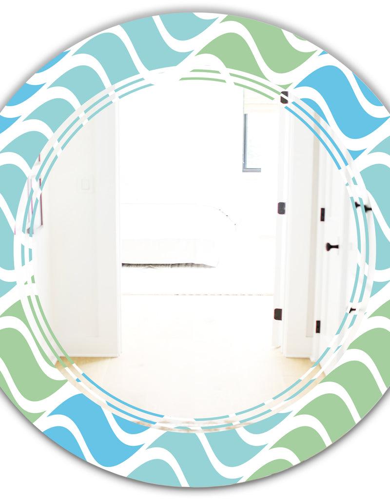 DesignQ Abstract Design Retro Pattern II - Modern Round Or Oval Wall Mirror - Triple C