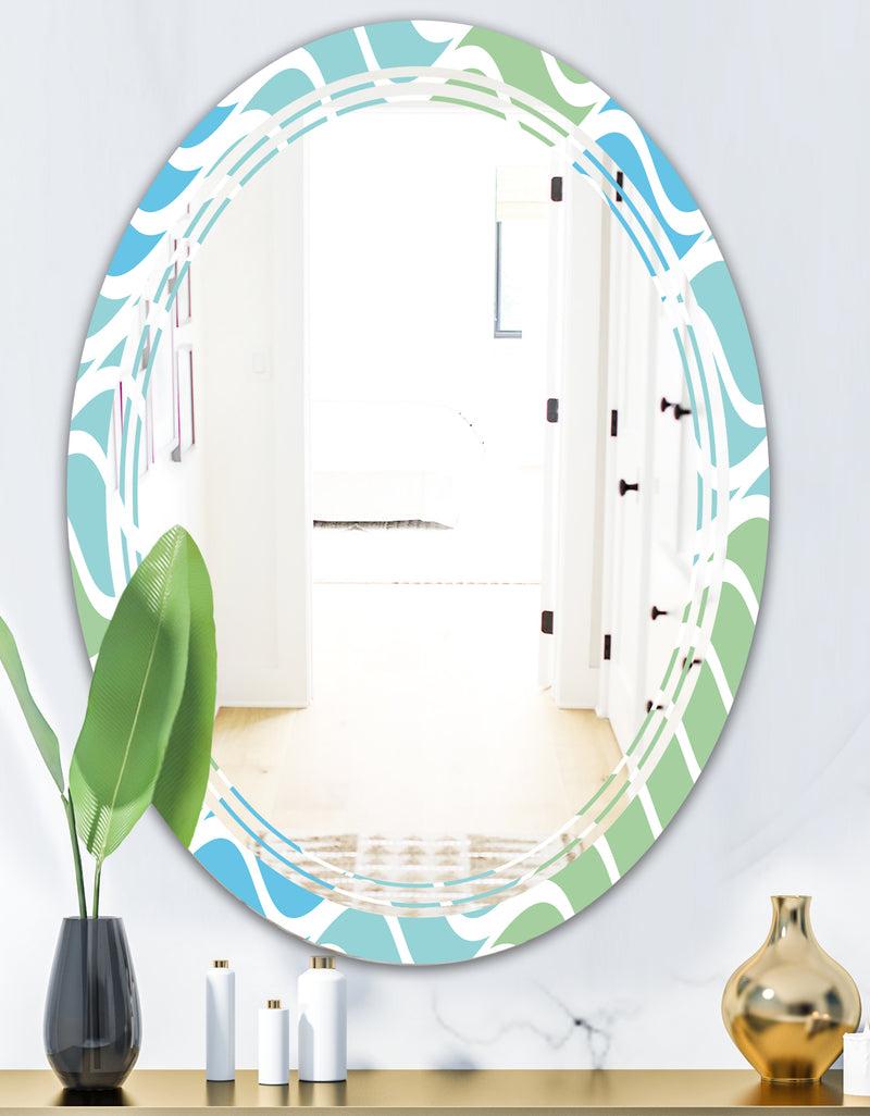 DesignQ Abstract Design Retro Pattern II - Modern Round Or Oval Wall Mirror - Triple C