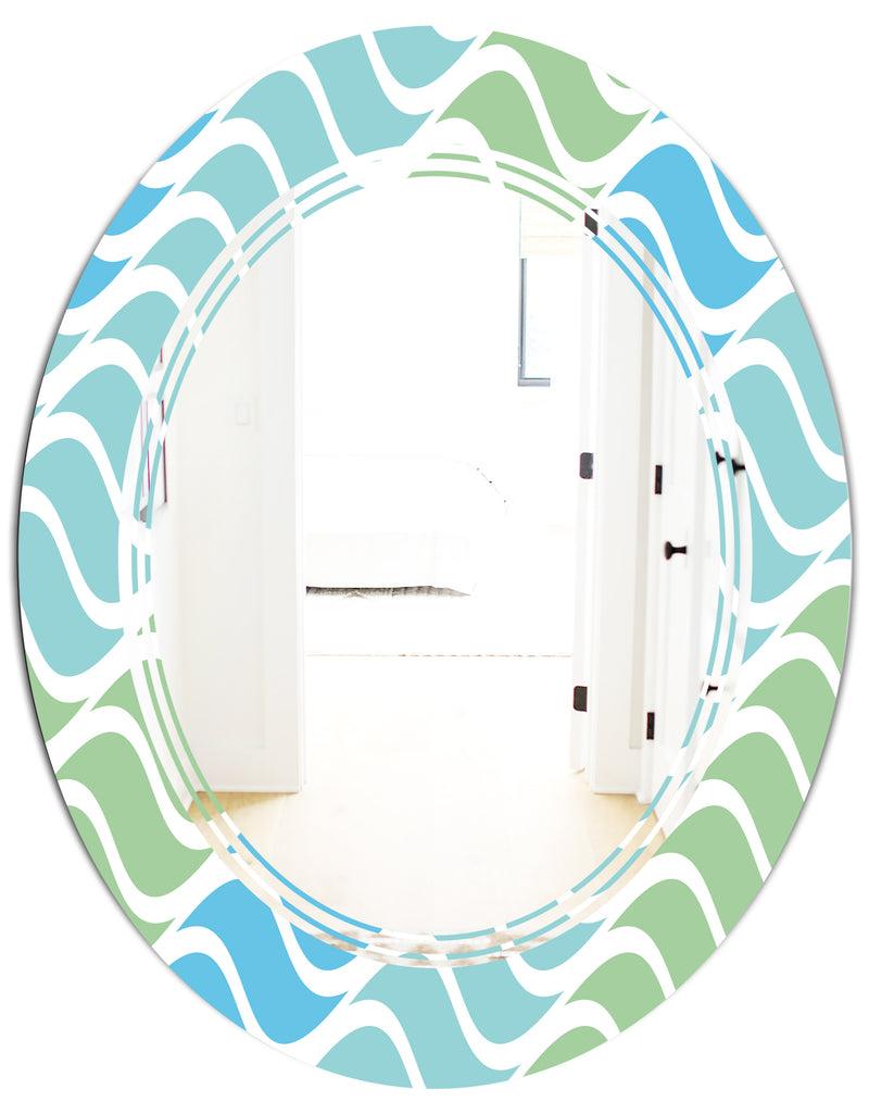 DesignQ Abstract Design Retro Pattern II - Modern Round Or Oval Wall Mirror - Triple C