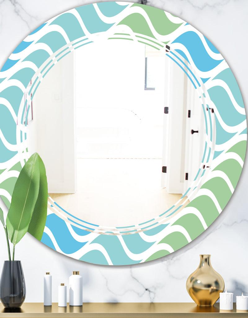 DesignQ Abstract Design Retro Pattern II - Modern Round or Oval Wall Mirror - Triple C