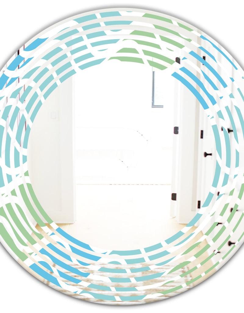 DesignQ Abstract Design Retro Pattern II - Modern Round Or Oval Wall Mirror - Wave