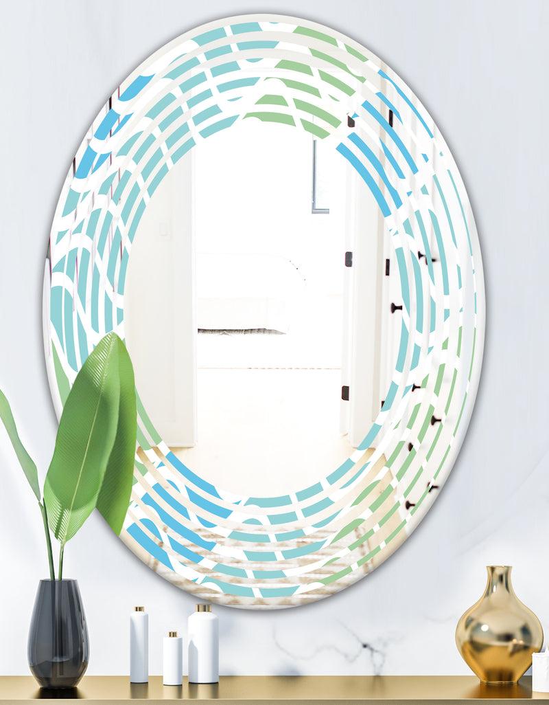 DesignQ Abstract Design Retro Pattern II - Modern Round Or Oval Wall Mirror - Wave