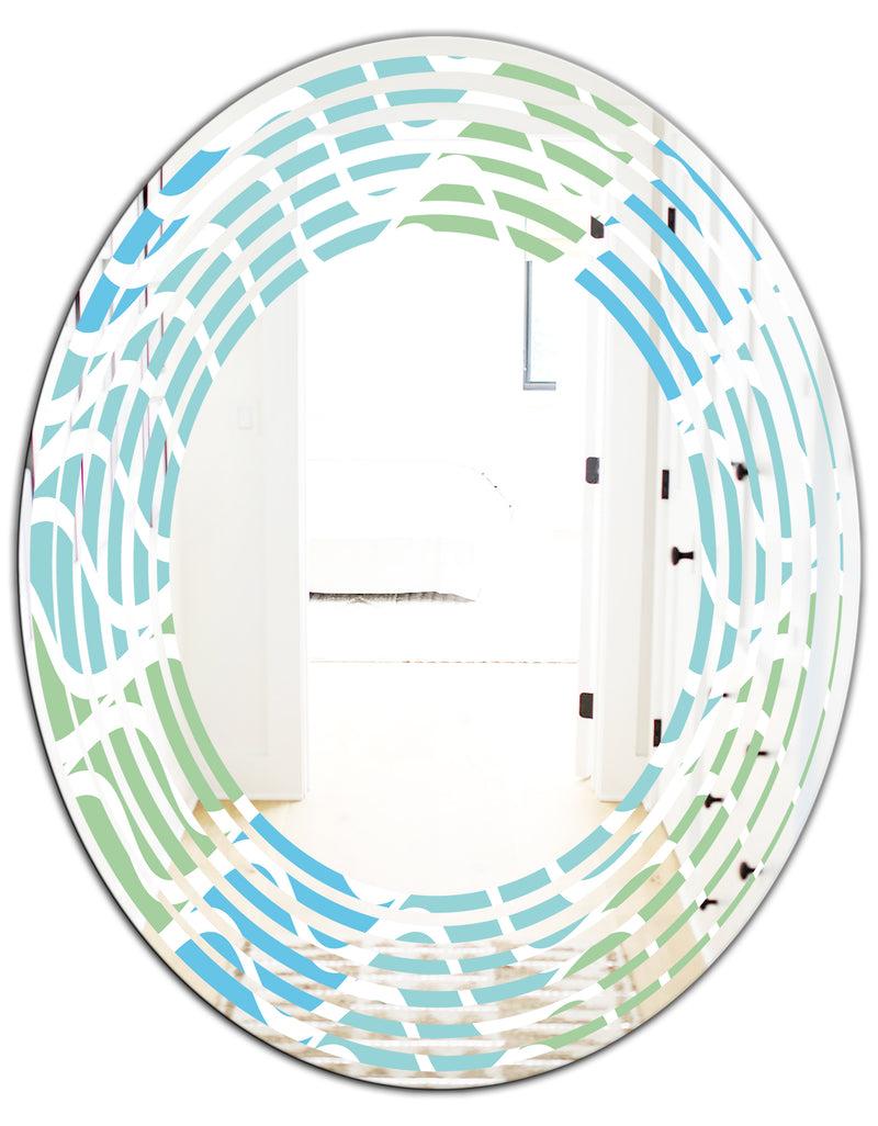 DesignQ Abstract Design Retro Pattern II - Modern Round Or Oval Wall Mirror - Wave