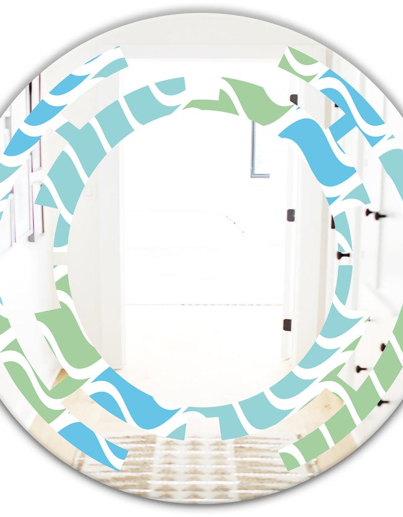 DesignQ Abstract Design Retro Pattern II - Modern Round Or Oval Wall Mirror - Space