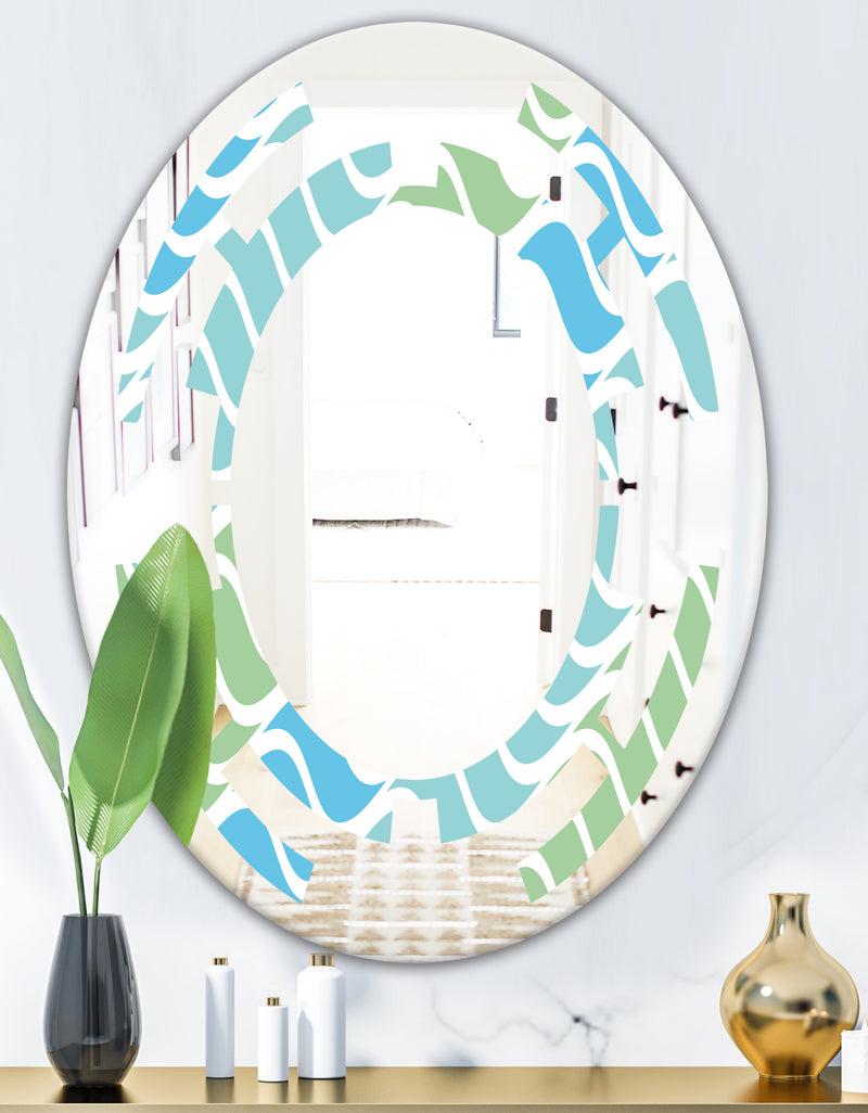 DesignQ Abstract Design Retro Pattern II - Modern Round Or Oval Wall Mirror - Space