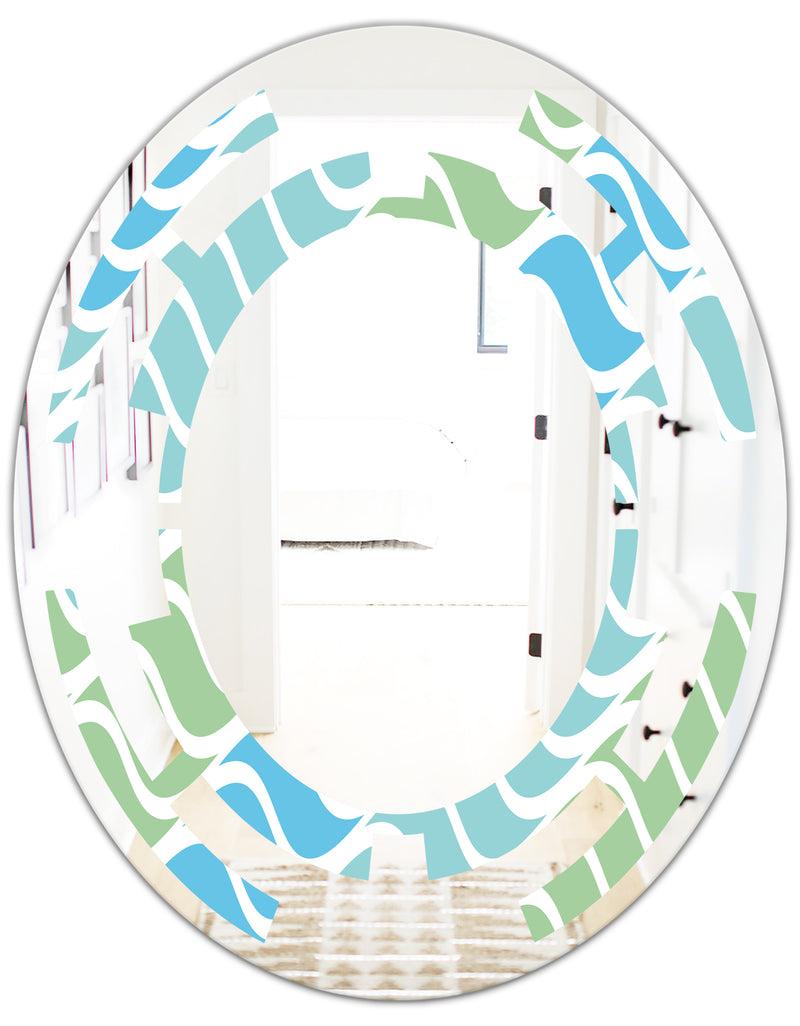 DesignQ Abstract Design Retro Pattern II - Modern Round Or Oval Wall Mirror - Space