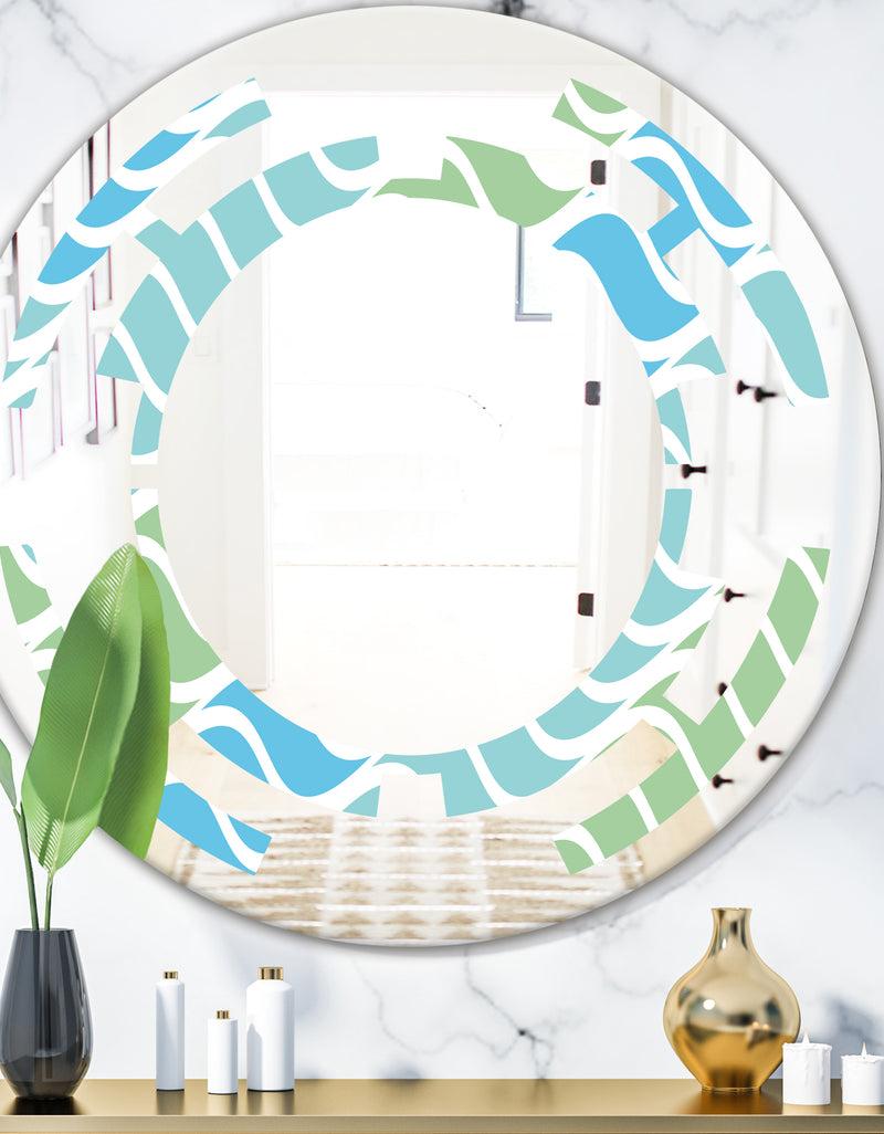 DesignQ Abstract Design Retro Pattern II - Modern Round or Oval Wall Mirror - Space