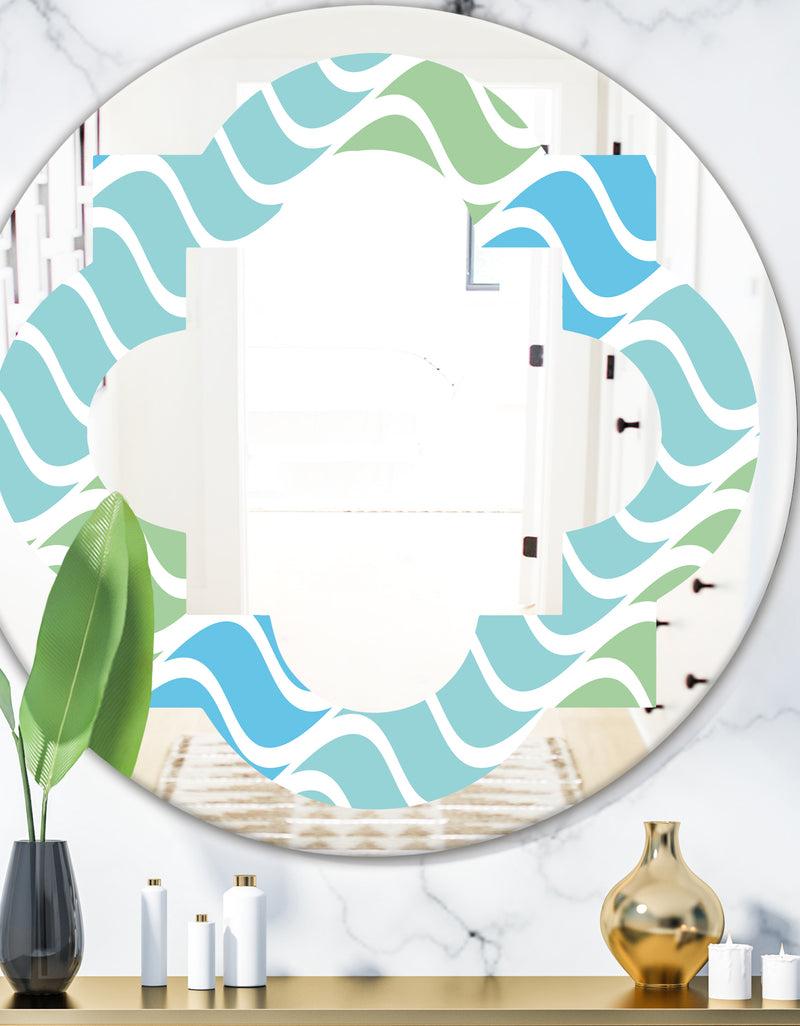 DesignQ Abstract Design Retro Pattern II - Modern Round or Oval Wall Mirror - Quatrefoil