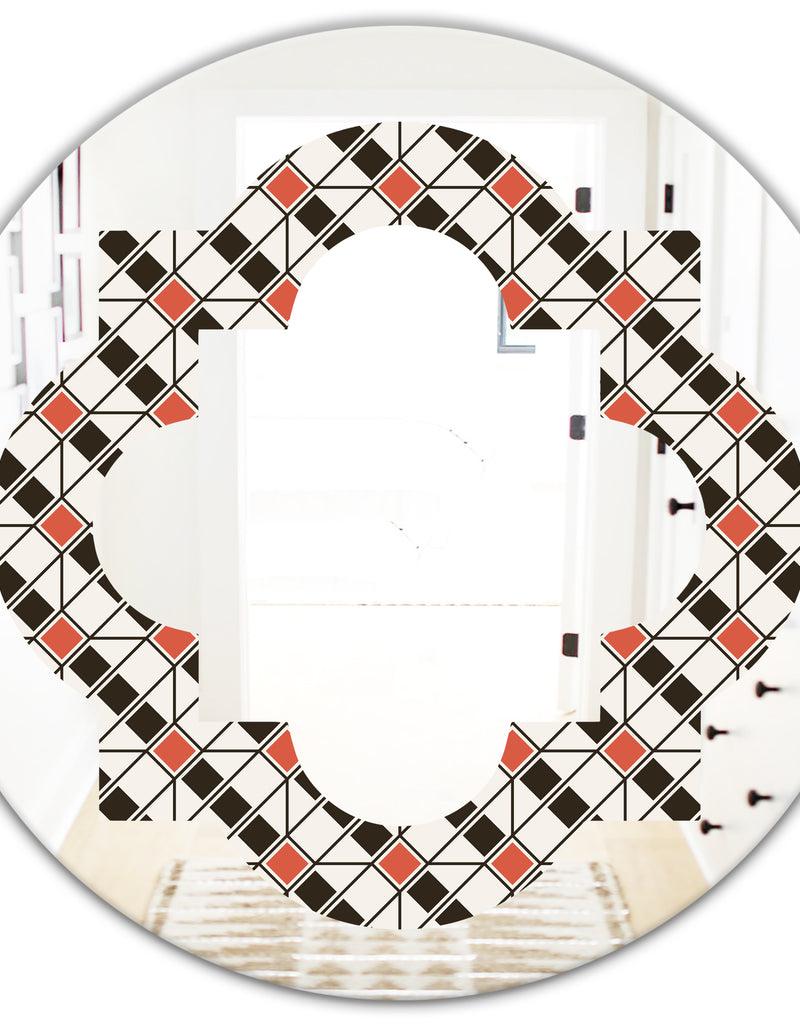 DesignQ Abstract Design Retro Pattern IV - Modern Round Or Oval Wall Mirror - Quatrefoil