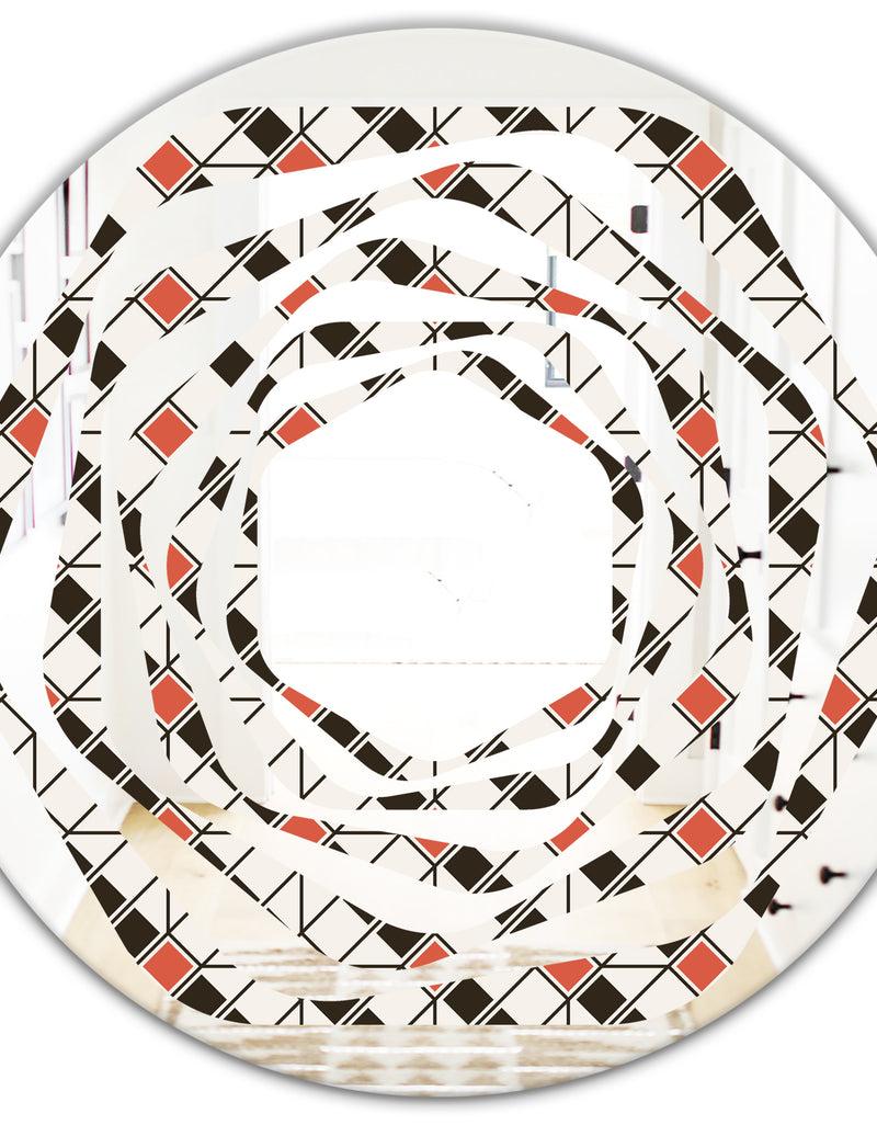 DesignQ Abstract Design Retro Pattern IV - Modern Round Or Oval Wall Mirror - Whirl