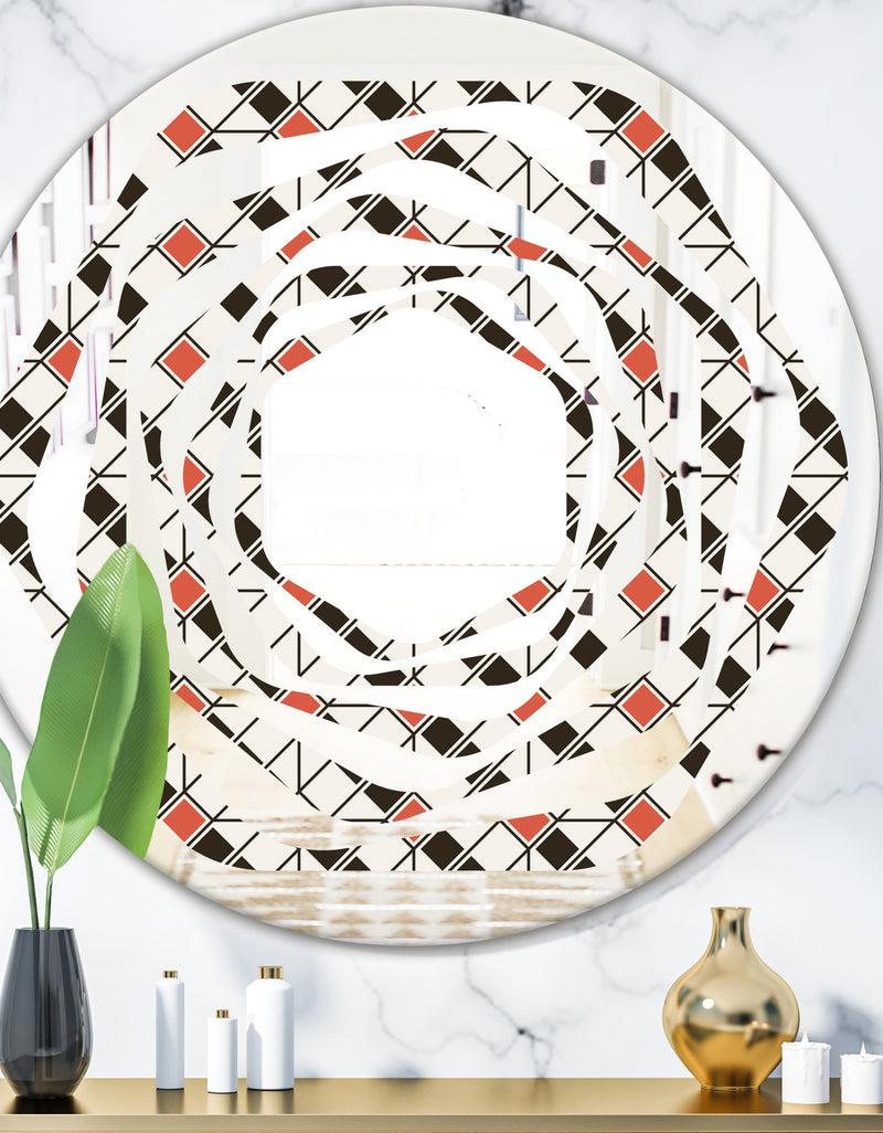 DesignQ Abstract Design Retro Pattern IV - Modern Round or Oval Wall Mirror - Whirl