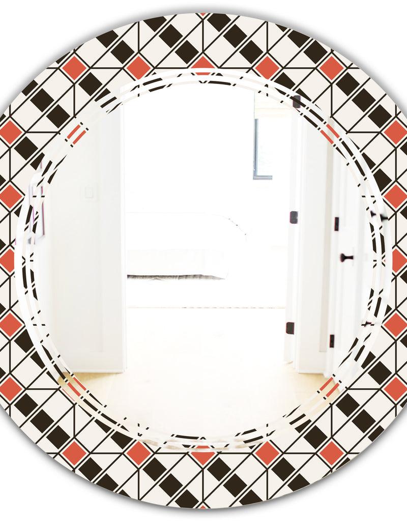 DesignQ Abstract Design Retro Pattern IV - Modern Round Or Oval Wall Mirror - Triple C