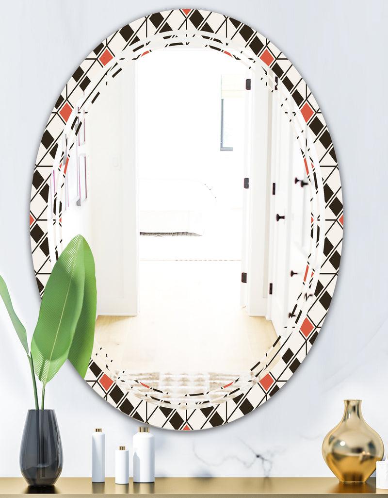 DesignQ Abstract Design Retro Pattern IV - Modern Round Or Oval Wall Mirror - Triple C